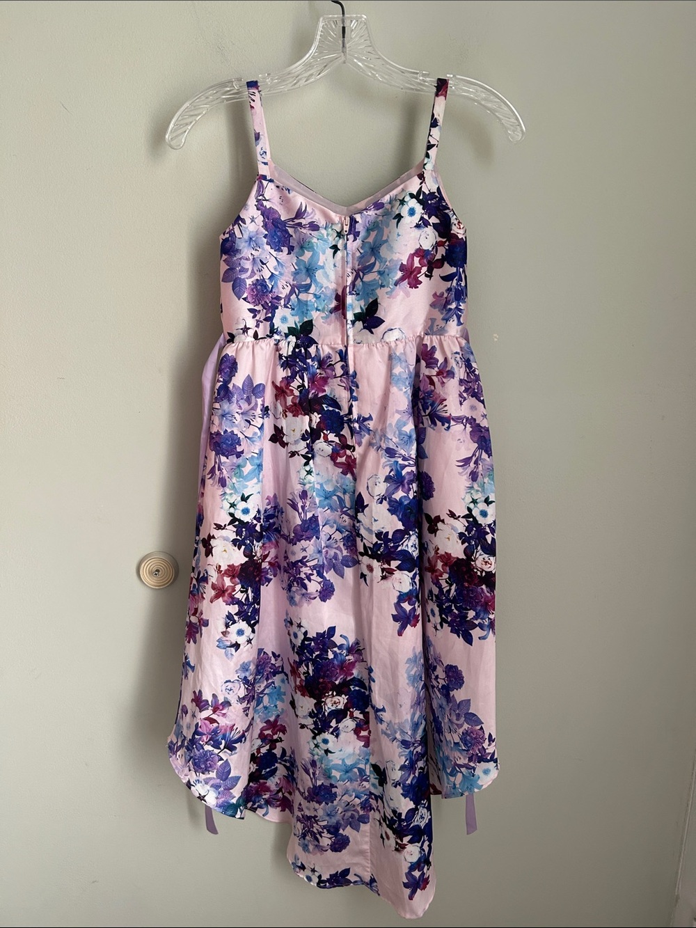 Rare Editions Pink Floral Hi-Low Spaghetti Strap Dress - Picture 5 of 7